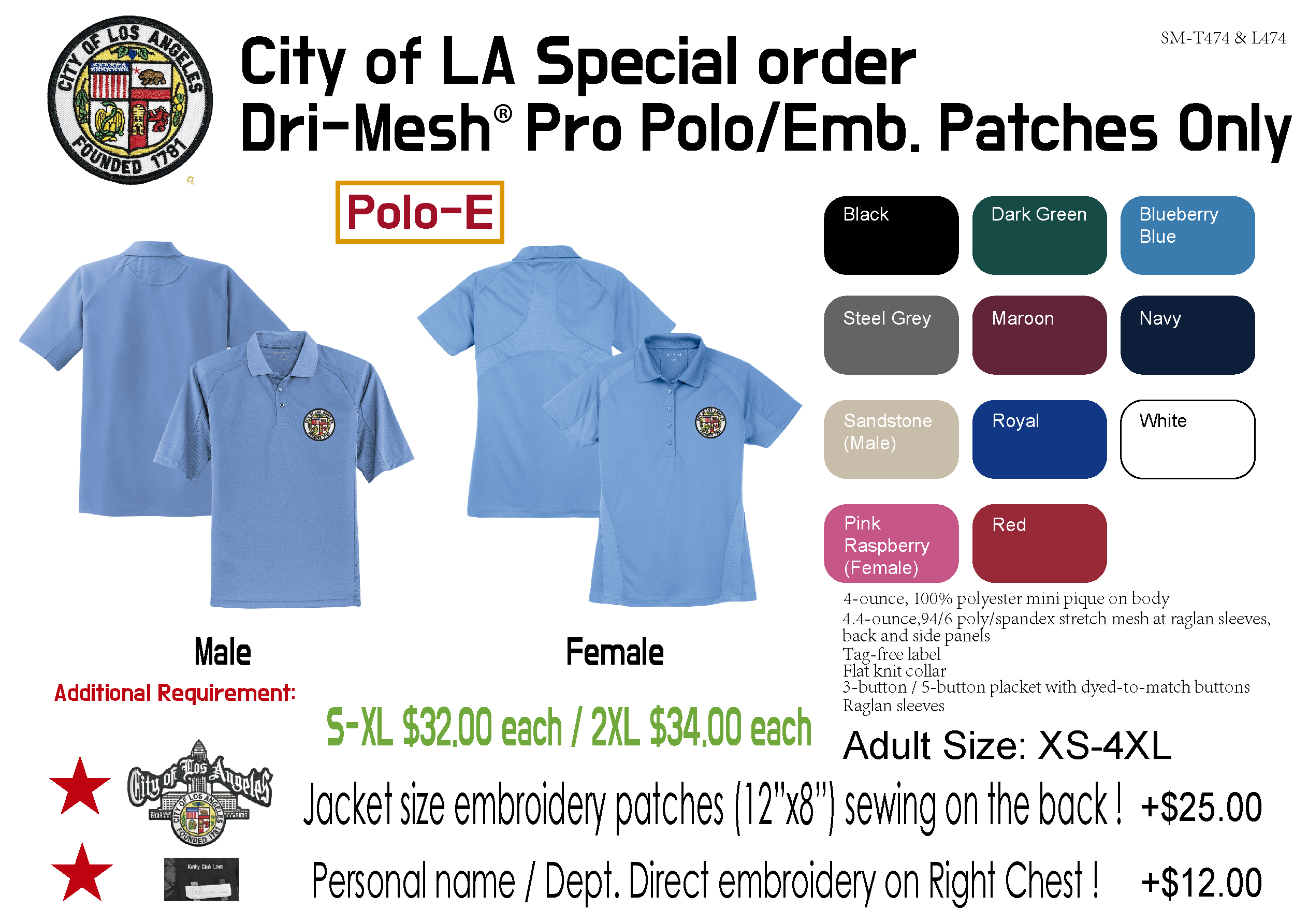 City of LA Sport-Tek® Dri-Mesh® Pro Polo E - Image 2