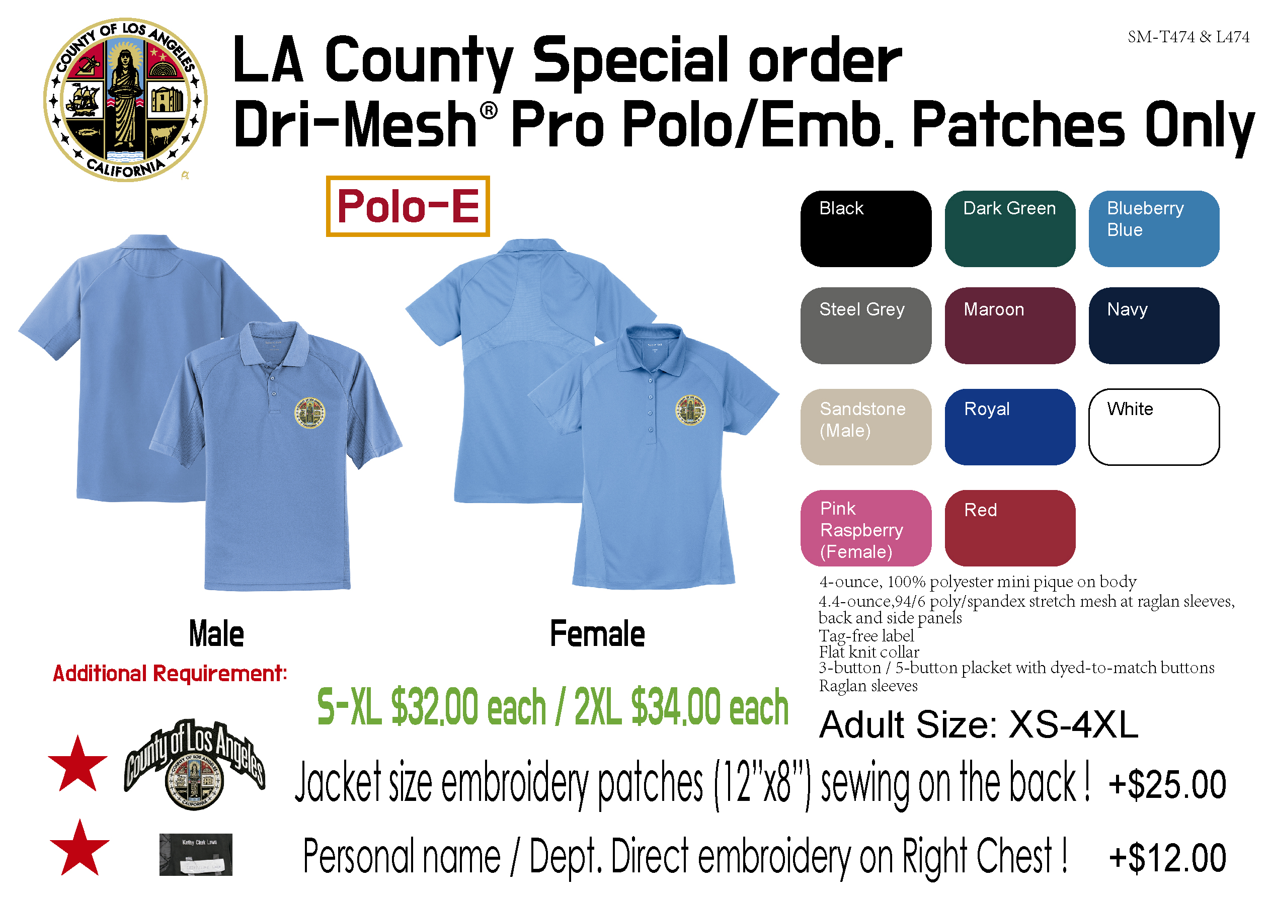 LA County Sport-Tek® Dri-Mesh® Pro Polo E - Image 2